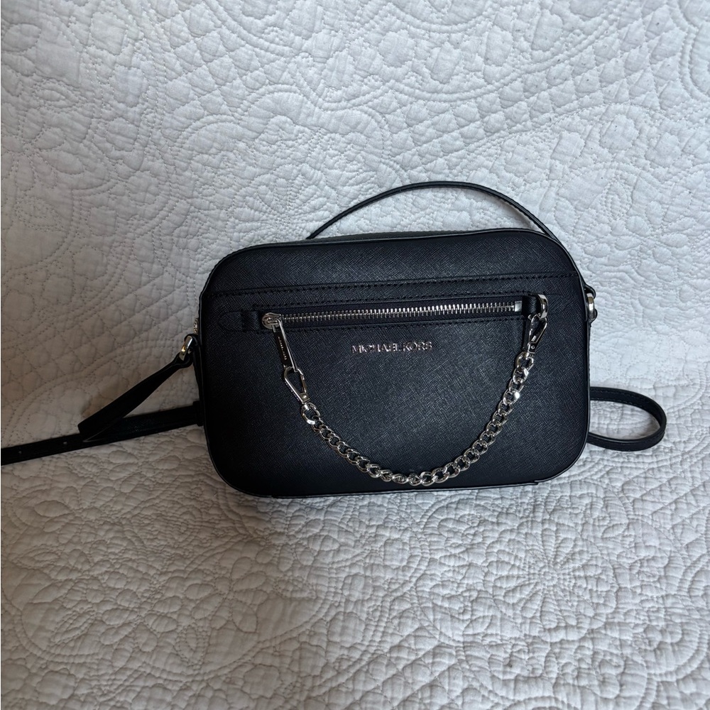 Michael Kors Black Crossbody Bag with Chain Detail